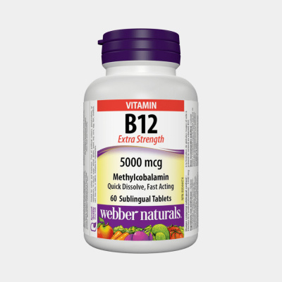 Webber Naturals Vitamin B12 Extra silný 5000mcg 60 tabliet