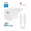 SWISSTEN SÍŤOVÝ ADAPTÉR GaN 1x USB-C 35W POWER DELIVERY BÍLÝ + DATOVÝ KABEL USB-C/USB-C 1,2 M BÍLÝ 22070220 Swissten
