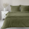 Saténové posteľné obliečky VERA s jemnými prúžkami v olivovej farbe Rozmer posteľných obliečok: Šírka x Dĺžka: 140x200cm + 1ks 70x80 cm