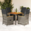 5dílný zahradní bistro set s poduškami šedý polyratan Šedá 3276968
