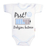 Body kr. rukáv s vtipným textom Baby Nellys, Psst! Dobíjím baterie, kluk 74 (6-9m)