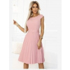 Numoco 311-19 LILA Klasické riasené šaty s krátkym rukávom a opaskom - púdrovo ružové