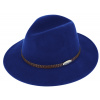 Fiebig - Headwear since 1903 Modrá plstená čiapka klobúk - modrá s koženým pleteným opaskom - Fiebig Veľkosť: 59 cm (L)