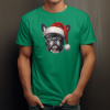 Tričko s buldočkem v santovské čepici Velikost trička: S, Barva trička pánská: Středně zelená