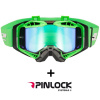 LS2 Helmets LS2 AURA PRO GOGGLE BLACK H-V GREEN WITH IRIDIUM VISOR