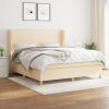 vidaXL Posteľný rám boxspring s matracom krémový 160x200 cm látka - Krémová - 9208-150991