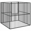 VidaXL Ohrádka pre psa, 4 panely, čierna, galvanizovaná oceľ