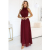 Numoco basic Numoco VERONICA luxusné dlhé šaty s brokátovým akcentom a elegantným strihom - vínové 636-1 Farba: Bordó, Veľkosť: UNI