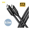 AXAGON BUCM32-CM05AB, SPEED+ kabel USB-C USB-C, 0.5m, USB 20Gbps, PD 100W 5A, 4K HD, ALU, oplet, černý