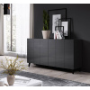 Cama Meble Komoda REJA 2D čierny lesk drevo 138 cm x 75-80 cm x 45 cm