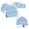 Baby Nellys Pletená sada pre bábätko s jemným prúžkom 3D lux modrá biela