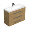 Swiss aqua technologies Koupelnová skříňka s chromovými úchyty a umyvadlem SAT Cube Way 100x71x40 cm dub Hickory mat CUBE21003DH