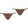 Calvin Klein THONG 2PK hnedá,biela Dámske nohavičky S