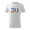 Kvetinové číslo kreslené - 50 - Tričko detské bavlnené - 122 cm/6 rokov ( Biela )