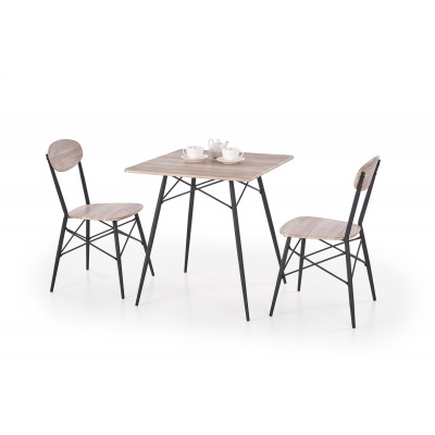 Halmar KABIR čtvercový set stůl + 2 židle, dub san remo