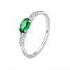 For Silver Prsteň so zeleným kryštálom a zirkónmi - Striebro 925 Velikost prstenu: 54,3mm