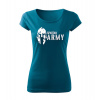 DRAGOWA dámske tričko spartan army, petrol blue 150g/m2 - XL