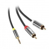 Kábel GoGEN Jack 3,5 mm / 2x Cinch, 1,5 m, pozlátené konektory (GOGCINJACK150FM01) čierny