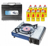 Tiross TS-266 Silver 1650 W Turistické sporáky (Keramický plynový sporák Inox +8xGaz)