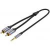 Audio kábel Vention 3.5mm Jack Male to 2-Male RCA Cinch Cable 10M Gray Aluminum Alloy Type (BCNBL)