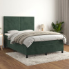 vidaXL Posteľný rám boxsping s matracom tmavozelený 140x190 cm zamat - Zelená - 116791-194757