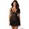 Průsvitný babydoll s krajkovým topem Obsessive Idillia, S/M