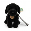 Plyšový pes labrador čierny s vodítkom 25 cm ECO-FRIENDLY