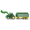 SIKU Farmer - John Deere s čelným nakladačom a prívesom, mierka 1:87