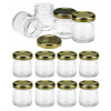 Poháre sklenené dózy 40 mm x 12 ks so zlatými viečkami na korenie, med, džemy