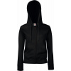 FRUIT OF THE LOOM PREMIUM LADY-FIT HOODED JACKET / Dámska mikina na zips s kapucňou - čierna XL