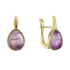 Pozlátené náušnice kvapky s pravým ametystom 11730.3