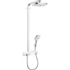 HANSGROHE Raindance Select E Showerpipe nástenný sprchový systém s termostatom ShowerTablet Select 300, horná sprcha 2jet 300 x 160 mm, ručná sprcha 3jet, biela/chróm, 27126400