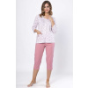 Pyžamo Leveza 1636 Dobrusia 3/4 M-2XL otvorené bílo-růžový prášek XL