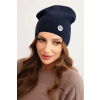 Legínovo Dámska rebrovaná čiapka z modalu a viskózy s ozdobným gombíkom béžová Farba: Námornícka modrá, Veľkosť: UNI