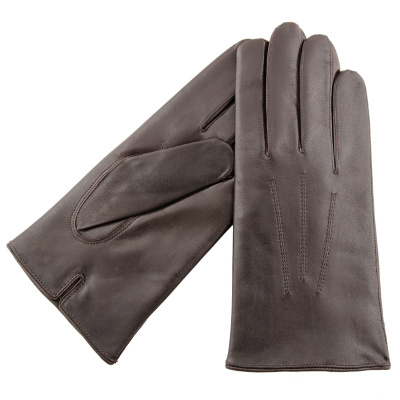 KARMA Leather Gloves Basic man pánske kožené rukavice s vlnenou podšívkou Veľkosť: 7,5, Farba: Tmavohnedá