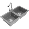 Mexen Mario granitový drez 2-komorový s kuchynskou batériou Duero, sivý - 6504-71-671600-00