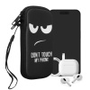 kwmobile Neoprene Sleeve for smartphone Size S - 4.5 - Shock Absorbing Pouch kryt - Ochranný telefon Bag - Don't Touch My telefon bílá / černá