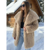 Dámsky béžový H1 dlhý kožuch na zimu , ZVOĽTE VEĽKOSŤ OBLEČENIA UNI ( S, M , L )