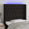 vidaXL Čelo postele s LED čierne 93x16x118/128 cm látka