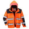 PORTWEST HI-VIS BOMBER CLASSIC 3v1 C466 / Zateplený reflexný bomber 3v1 - HV oranžová/čierna 4XL