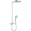 HANSGROHE Raindance Select E Showerpipe nástenný sprchový systém s termostatom ShowerTablet Select 300, horná sprcha 3jet 318 x 190 mm, ručná sprcha 3jet, chróm, 27127000