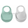 Podbradníky pre deti Silicone Bib Beaba Light Mist & Sage Green z mäkkého silikónu a gombíkmi 2 kusy od 4 mes