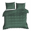 Posteľná Bielizeň saténová s prúžkami, súprava 220x200 VERA tmavozelená Eurofirany