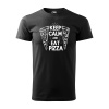 Sablio Tričko s potlačou Keep calm & eat pizza - černé XL