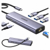 UGREEN Adaptér Hub USB-C 6v1 na 3x USB A 3.0, HDMI 4K, RJ45 LAN 1Gb, PD 100W