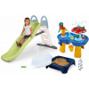 Set šmykľavka s dvojitou vlnou a pieskovisko so sedadlom Funny Toboggan Life Smoby dĺžka šmyku 200 cm a vodná dráha s hríbom
