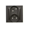 Kontakt simon Simon 10, dvojitá zásuvka s uzemnením s funkciou nemennosti fáz, šikmá, IP20, 16A, čierna matná