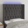 vidaXL Čelo postele s LED tmavosivé 103x16x118/128 cm zamat