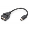 Kabel PremiumCord USB 2.0 - miniUSB 5pin F/M OTG 20cm, černý