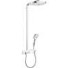 HANSGROHE Raindance Select E Showerpipe nástenný sprchový systém s termostatom ShowerTablet Select 300, horná sprcha 3jet 318 x 190 mm, ručná sprcha 3jet, biela/chróm, 27127400